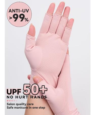 Kalolary Anti UV Gloves for Nail Lamp UPF50+ UV Protection Gloves for Manicure Nail Art Fingerless UV Shield Gloves for Women Girls Gel Manicures (Pink) - Buy Online on SooperMarket.com