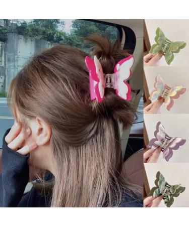 Limtula Double Layer Butterfly Acetate Hair Claw Hair Clip for Various Hairstyles Comfortable Hair Accessories Purple - Buy Online on SooperMarket.com