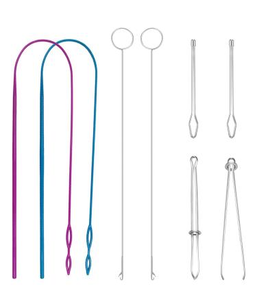 Arcemain 8 Pcs Drawstring Threader, Drawstring Replacement Tools Sewing Loop Kit Threader Drawstring Replacement Tool for Fabric Belts Strips Knitting Accessories
