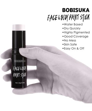 BOBISUKA Alabaster White Face Body Paint Stick White Eye Black Sticks for Sports Water Based Face Painting Kit Quick Drying Foundation Makeup for Halloween Clown Skeleton Joker Cosplay SFX Costume - Buy Online on SooperMarket.com