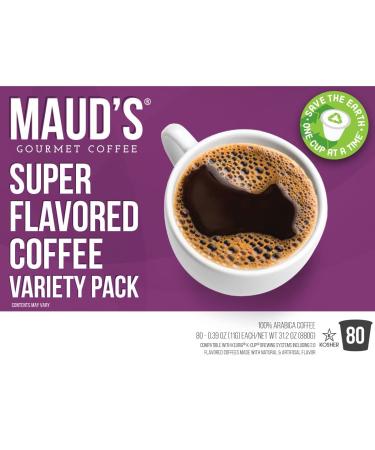 80ct Maud's Super Flavored Coffee Pods Variety Pack - 100% Arabica, 16 Flavors, Solar Energy Produced, Recyclable - KCup Compatible - California Roasted - 80 Count - Buy Online on SooperMarket.com