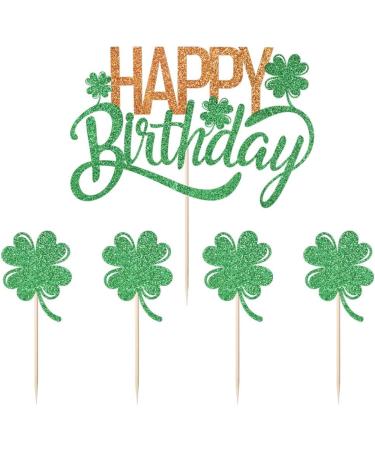 Qertesl St. Patrick's Day Happy Birthday Cake Topper Green shamrock cupcake decoration St. Patrick's Day Family Birthday Party Decorations Irish Party Supplies Decoration (green1) - Buy Online on SooperMarket.com