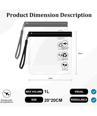 Clear Travel Toiletry Bags Airport Security Liquids Bags Travel Bags for Toiletries 20x20cm TSA Approved Travel Accessories Makeup Bags Holiday Essentials Luggage for Men Women - Buy Online on SooperMarket.com