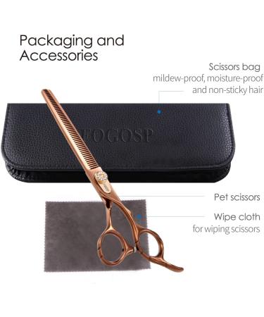 FOGOSP 7 Professional Dog Thinning Shears | Double Sided 48 Teeth Blender Scissors | 25% Thinning Rate Japan 440C (Bronze) - Buy Online on SooperMarket.com