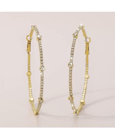 Chargances Gold Large Rhinestone Circle Hoop Earrings for Women - Fashion Wedding Accessories - Buy Online on SooperMarket.com