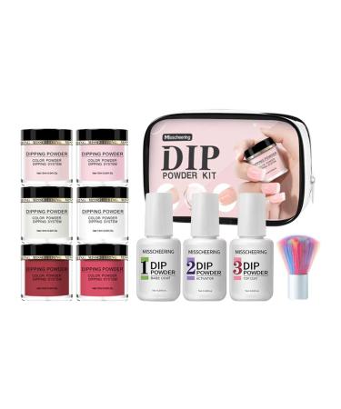 Magnet Gel Nail Polish Dip Powder Nail Kit Nude Pink Glitter 6 Colors Acrylic Dipping Powder System Kit For French Nail Manicure Nail Art Set 10ml Glitter Gel (A One Size) One Size A