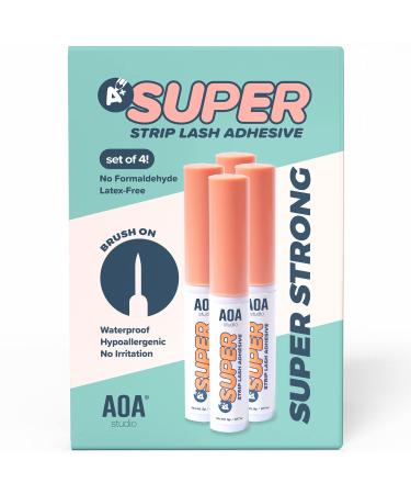 AOA Studio Eyelash Lash Glue Enhancers 4pcs Strip Lash Adhesive Strong Hold Water Proof Formula No Irritation Latex Free Long Lasing Quick Dry Eyelash Adhesive 0.17oz Each (4 Pack)