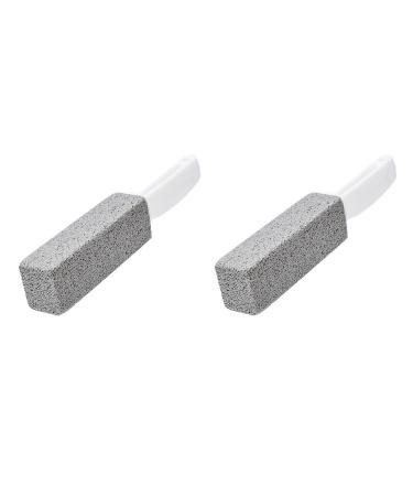 2pcs Pumice Cleaning Stone Toilet Bowl Cleaner with Curved PP Handle Hard Water Ring Remover for Bath Pool Kitchen Household Cleaning