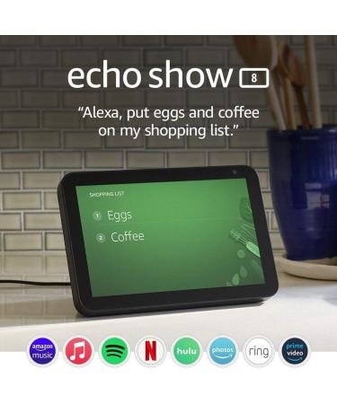 Echo Show 8 (1st Gen) Charcoal and 6 months of Amazon Music Unlimited FREE w/ auto-renew