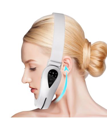 Double Chin Reducer Machine, Electric Face Lift Device Double Chin Eliminator 4 Modes, Lifting & Firming Saggy Skin Reduce Double Chin White