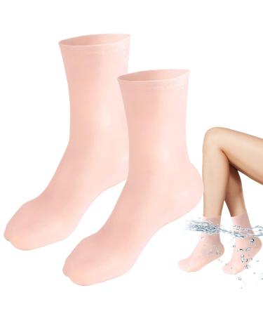 Silicone Moisturizing Socks Women Foot Spa Pedicure Silicone Socks Foot Mask Exfoliating Beach Protective Gel Socks Anti Slip Aloe Socks for Dry Cracked Feet Calluses Foot Care (Color)