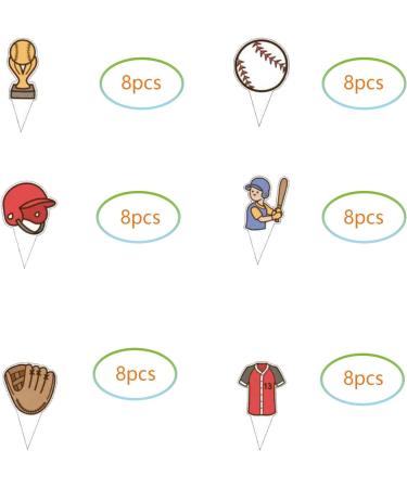 48Pcs Baseball Party Cupcake Toppers for Baseball Players Sports Birthday Party Decorations Baseball Sport Theme Baby Shower Kids Birthday Party Supplies - Buy Online on SooperMarket.com