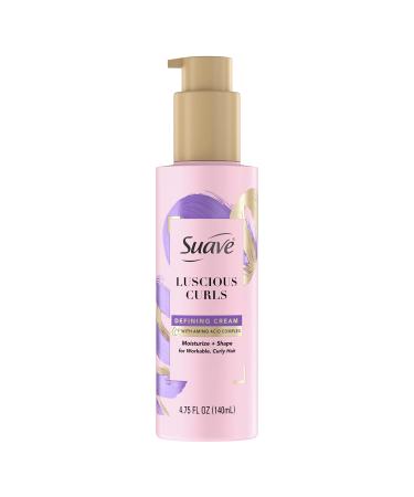 Suave Pink Luscious Curls Styling Cream Hair Cream for Luscious Curls Curl Defining Cream with Amino Acid Complex 4.75 oz