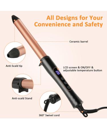 LXMTOU 25mm Ceramic Curling Wand - Professional 1 Inch Curling Iron for Short to Long Hair, Clampless Design, Adjustable Temperature, Dual Voltage - Buy Online on SooperMarket.com