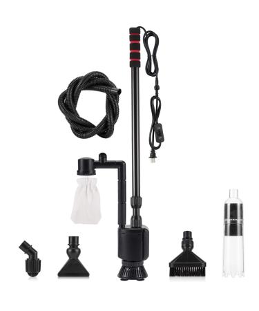 AQQA Aquarium Gravel Cleaner Siphon Kit,6 in 1 Electric Automatic Removable Vacuum Water Changer,Multifunction Wash Sand Suck The Stool Filter 110V/20W 320GPH Black