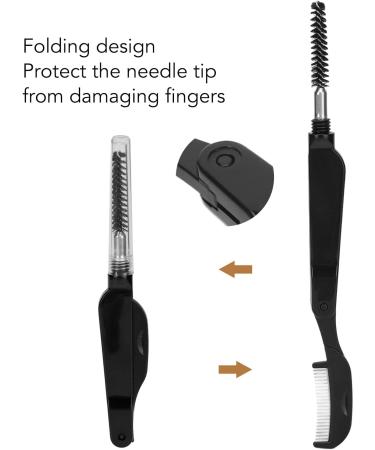 Metal Teeth Eyebrow Comb 2 in 1 Eyelash Teeth Comb Black Eyelash Brush and Comb Stainless Steel Dual Heads Foldable Grooming Teeth Eyebrow Brush for Makeup - Buy Online on SooperMarket.com