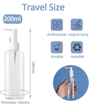 Apstaqeoo 3Pcs 200ML Empty Lotion Dispenser Refillable Clear Plastic Oval Travel Bottles Makeup Cosmetic Flat Container Dispenser with Pump Head for Gel Cream Shampoo Massage Cleansing Oil 3pcs X 200ml - Buy Online on SooperMarket.com