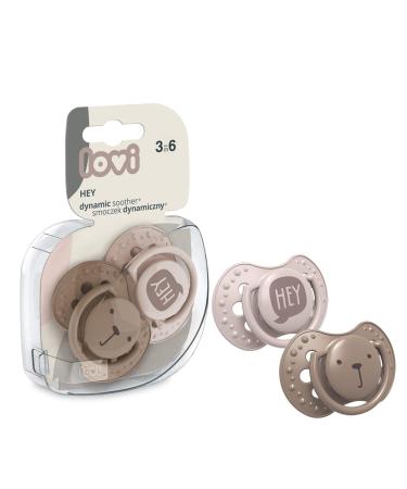 LOVI Dynamic Pacifier 3-6 Months | BPA-Free Silicone Pacifiers | Hey Collection | 2 Pack | Brown - Buy Online on SooperMarket.com