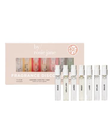 By Rosie Jane Discovery Perfume Set - 7 Piece Travel Size Perfume Set - Gift Set Includes Scents Missy Dulce Leila Lou James Lake and Dylan - Clean Perfume for Women (7 Count)