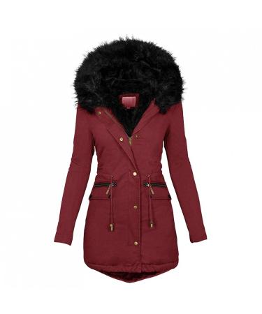 Ronony parka coat women's coat for transition long winter Elegant outdoor sporty winter parka ladies jacket fleece jacket quilted jacket quilted jacket transition jacket winter jacket S 1#wine