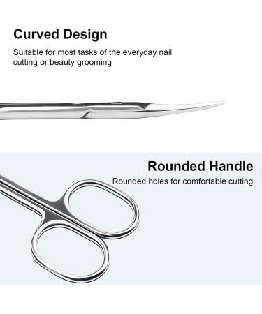 DERDOUT Curved Cuticle Scissors Extra Fine Stainless Steel Small Manicure Scissors with Precise Pointed Tip Grooming Blades - Buy Online on SooperMarket.com