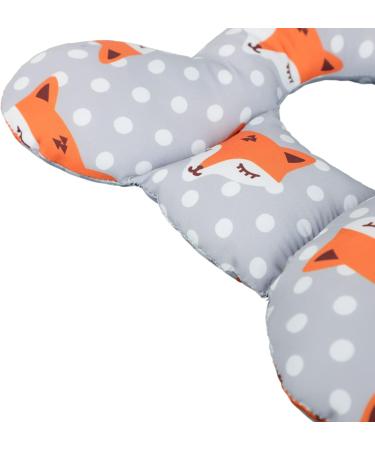 Baby Car Seat Travel Neck Pillow - Cute Fox Design | Infant Head Support Cushion for Pushchair, Stroller, Car Seat | Soft U-shaped Neck Rest Protector - Buy Online on SooperMarket.com