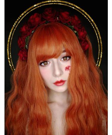 YEESHEDO Ginger Long Hair Wigs | Natural Curly Wavy Synthetic Wig with Fringe | 28 Copper Red Orange Wig for Parties and Cosplay - Buy Online on SooperMarket.com