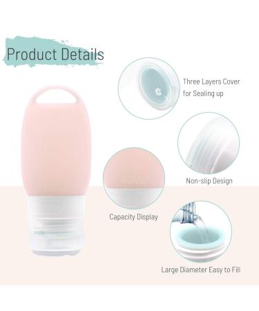Veroyi Leak Proof Silicone Travel Bottles - Set of 3 Squeezable Travel Tubes with Keychain, Refillable Containers for Shampoo, Lotion, Soap - Buy Online on SooperMarket.com