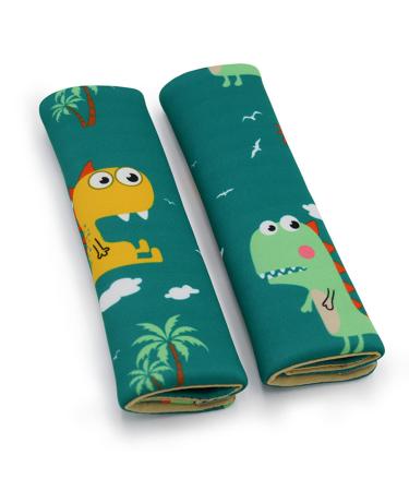 MHwan Seat Belt Pads 2 Pcs Cute Dinosaur Seatbelt Strap Cover Seat Belt Covers that Children Love Soft Safety Seat Belt Pads for Kids to Protect the Head and Shoulders of Children and Adults