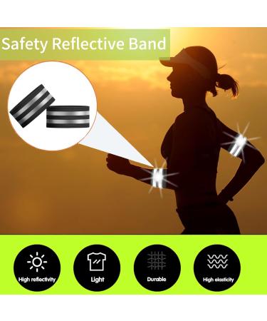 Youyike Double Reflector Set | 4 Reflective Safety Braces for Jogging Cycling & Outdoor Activities | 35x5 cm Black - Buy Online on SooperMarket.com