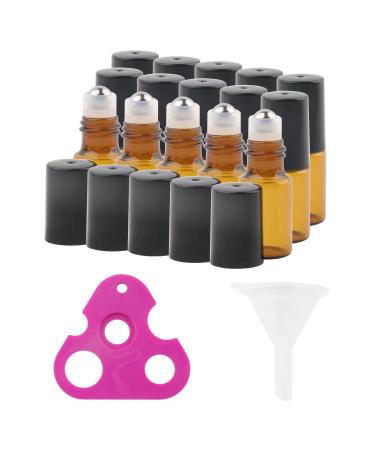 Zalati roller Bottles 15 pieces of glass bottles Small refillable container with stainless steel rollball for sample aroma oil aromatherapy mixtures massage-etheric oils-3 ml 3 ml 15 pieces.