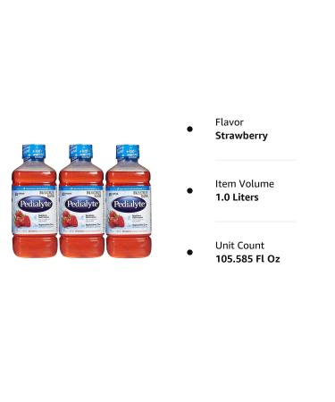 Pedialyte Strawberry Oral Electrolyte Solution 1L - 3 Pack - Buy Online on SooperMarket.com