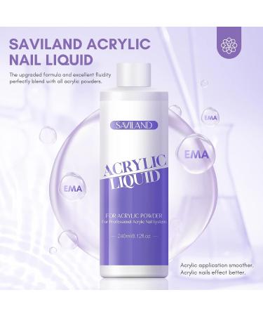 Buy Saviland EMA Monomer Acrylic Nail Liquid 8oz - Low Odor Includes Brush Size 12 Nail Forms & More | Perfect for Beginners DIY Nail Extensions - Buy Online on SooperMarket.com