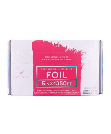 Colortrak Professional Highlighting Foil Roll, Integrated Blade on Box For Precision Length Cuts, Economical Roll Eliminates Waste, Silver, Roll Measures 5 inches x 1350 feet 5 Inch x 1350ft Silver