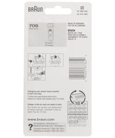 Braun Series 7 70S Electric Shaver Head Replacement Cassette - Silver - Buy Online on SooperMarket.com