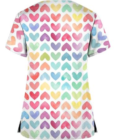 TUNUSKAT Women's Short Sleeve Hand Print Scrubs - Summer Nursing Uniform Blouse (XX-Large, Multicolor) - Buy Online on SooperMarket.com