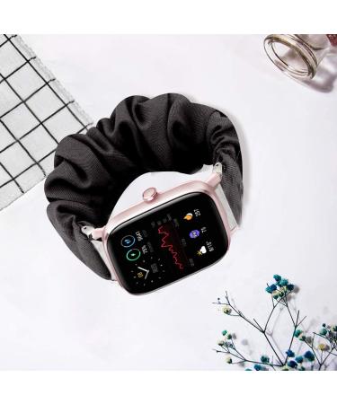 Compatible for Popglory P22 Band  Fabric Elastic Scrunchie Elastic Women Cute Replacement Straps Compatible for Popglory P22 / Donerton Smartwatch / iTouch Air 3 / IOWODO R3Pro Smartwatch Black - Buy Online on SooperMarket.com
