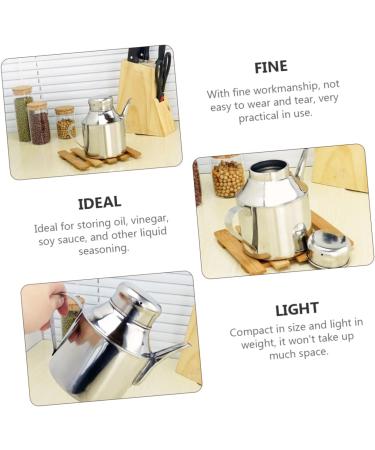 OUNONA 2pcs Sauce Pot Metal Oil Cruet Oil Pouring Bottle Mini Locker Oil Spout Oil Dispenser Bottle Metal Oil Bottle Pourer Vinegar Dispensing Cruets Condiment Liquid Kitchen Supplies 16X13X9.5CMx2pcs Silverx2pcs - Buy Online on SooperMarket.com