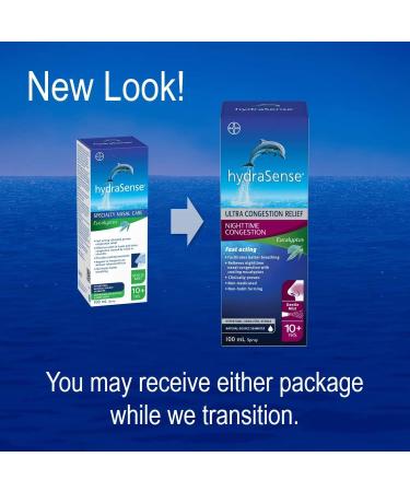 HydraSense Eucalyptus Nasal Spray Specialty Nasal Care With Refreshing Eucalyptus and Mint 100 mL & Gentle Mist Nasal Spray Daily Nasal Care 100% Natural Source Seawater Preservative-Free 100mL - Buy Online on SooperMarket.com