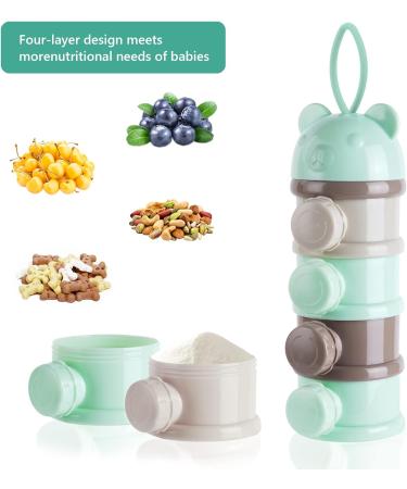 Vicloon Baby Milk Powder Dispenser - Portable 4-Layer Twist-Lock Container for Kids - Stackable Snack Storage - Green/Grey - Buy Online on SooperMarket.com