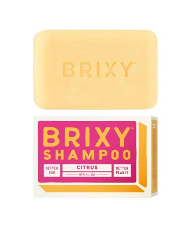 BRIXY Balance Shampoo Bar For All Hair Types Argan Oil & Provitamin B Gently Removes Oil Styling Product & Hard Water Build-up pH Balanced Color Safe Vegan Plastic Free - Citrus Citrus 4 Ounce (Pack of 1)