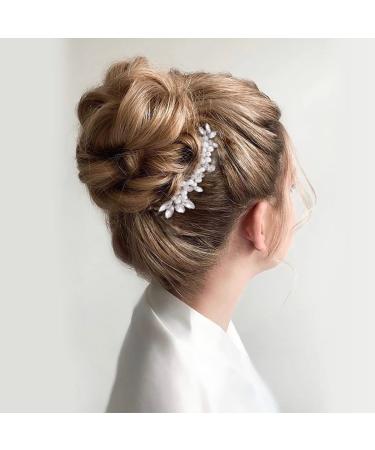Brishow Silver Rhinestone Wedding Hair Comb with Pearl - Bridal Hair Accessories for Women and Girls - Buy Online on SooperMarket.com