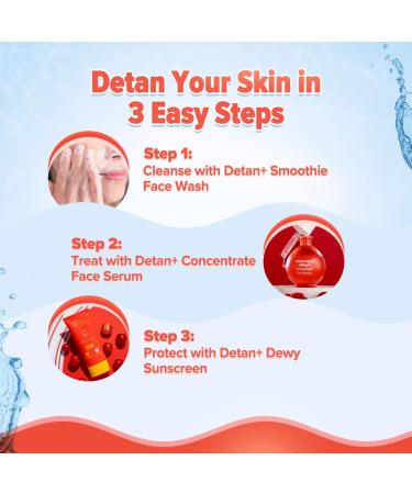 Detan+ Smoothie Face Wash with Cherry Tomato | Reduce Tanning & Hydrate Skin | Gentle Cleanser for Dirt & Oil | 3.38 Fl Oz | Shop Now - Buy Online on SooperMarket.com