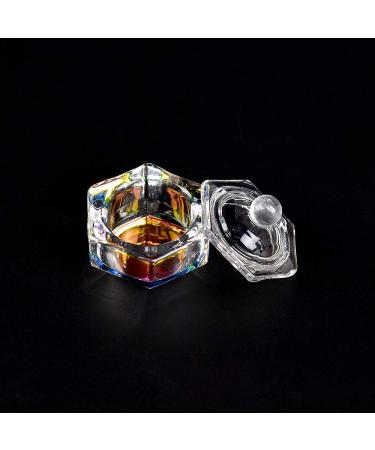 Alexnailart Nail Art Glass Dappen Dish Symphony Crystal Cup Acrylic Liquid Powder Holder with Lid Manicure Tool (Hexagon)