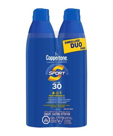 Coppertone Sport Sunscreen Spray SPF 30 Duo Pack (2x222 mL) Lightweight and Water-Resistant Sun Protection Stays On Strong When You Sweat
