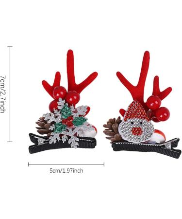 Christmas Antler Hair Clip - Santa Claus Reindeer Ears Barrettes | Portable Reindeer Antlers Ears Barrettes for Family Women Santa Claus red corner - Buy Online on SooperMarket.com
