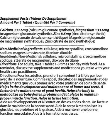 Calcium Zinc Magnesium 476mg 90 Tablets 1 bottle by Total Natural Safe and Natural Join Support Health Supplement for Men and Women GMP Premium Ingredients - Buy Online on SooperMarket.com