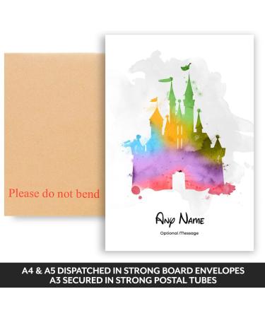 Personalised Cinderella Castle Watercolour Art Print - Disney Land/World Memories Keepsake. Children's Gift Nursery Decor - Walt Quote, A4 A5 - Buy Online on SooperMarket.com