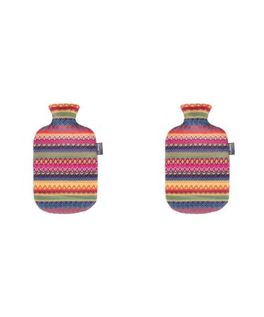 Fashy 6757 25 2007 Hot water bottle with cover in Peru - Design 2.0 L brown - pink (pack of 2) 34 x 20 cm (pack of 2) Single