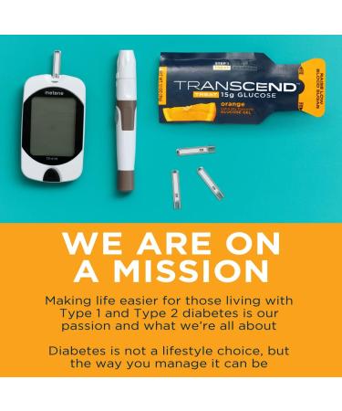 Transcend Glucose Gel Packs - Strawberry & Orange 50 Pack - FSA/HSA Eligible - Made in USA - 15g Dose - Diabetic Blood Sugar Support - Buy Online on SooperMarket.com